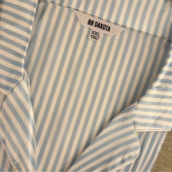 BB DAKOTA| Satin Notch Collar PJ Set| Blue&White Striped|  NWT (A030,A031) - Picture 3 of 11